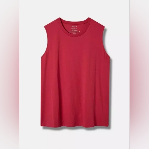 Torah Vintage Cotton Jersey High Neck Tank Red Bud Rose Pink 2x NEW - Picture 4 of 9